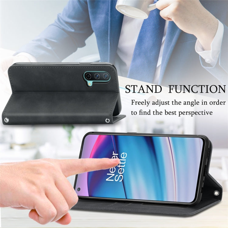 For OnePlus Nord CE 5G Retro Skin Feel Business Magnetic Horizontal Flip Leather Case with Holder & Card Slots & Wallet & Photo Frame