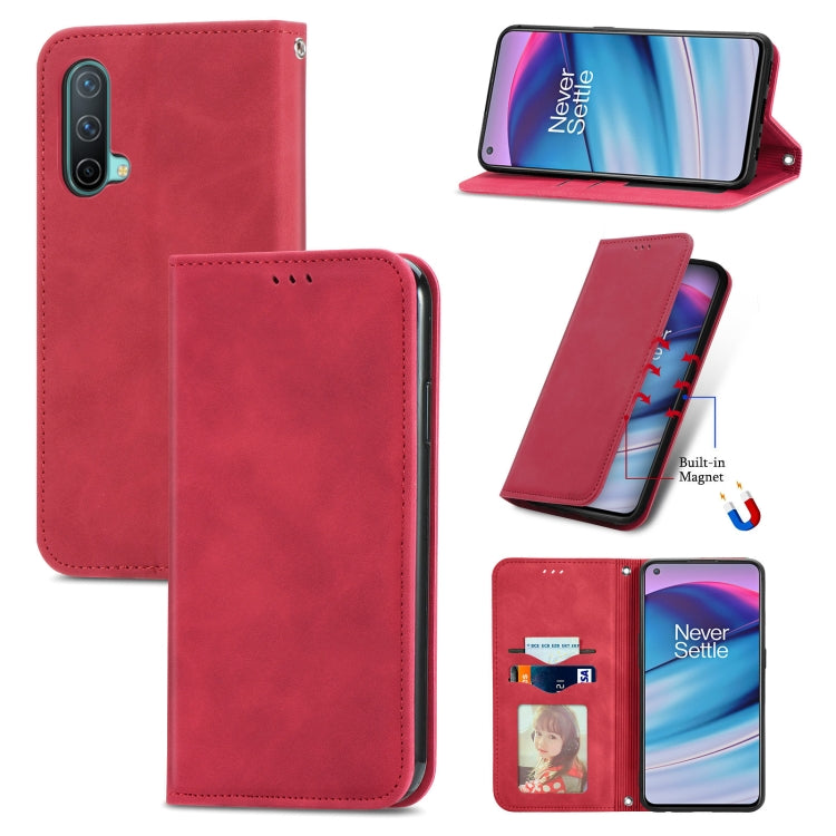 For OnePlus Nord CE 5G Retro Skin Feel Business Magnetic Horizontal Flip Leather Case with Holder & Card Slots & Wallet & Photo Frame