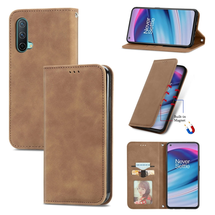For OnePlus Nord CE 5G Retro Skin Feel Business Magnetic Horizontal Flip Leather Case with Holder & Card Slots & Wallet & Photo Frame
