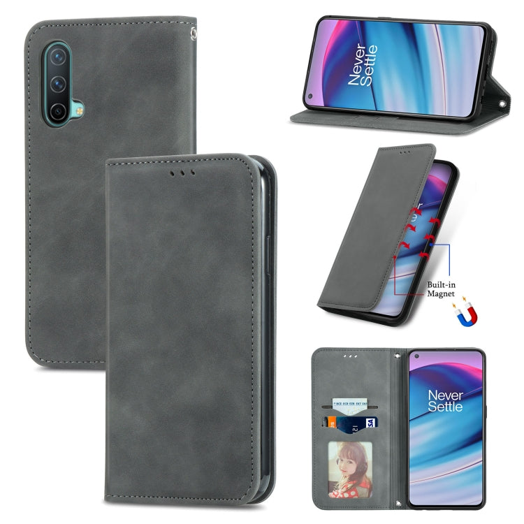 For OnePlus Nord CE 5G Retro Skin Feel Business Magnetic Horizontal Flip Leather Case with Holder & Card Slots & Wallet & Photo Frame