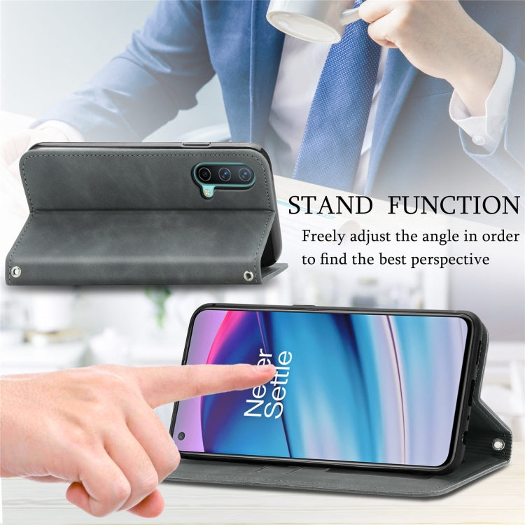 For OnePlus Nord CE 5G Retro Skin Feel Business Magnetic Horizontal Flip Leather Case with Holder & Card Slots & Wallet & Photo Frame