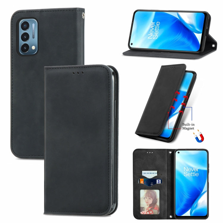 For OnePlus Nord N200 5G Retro Skin Feel Business Magnetic Horizontal Flip Leather Case with Holder & Card Slots & Wallet & Photo Frame