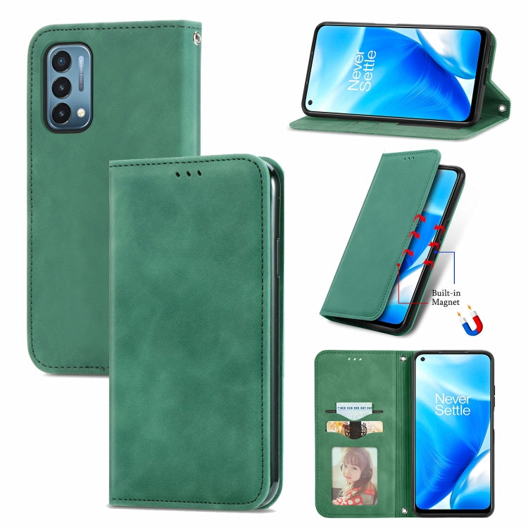 For OnePlus Nord N200 5G Retro Skin Feel Business Magnetic Horizontal Flip Leather Case with Holder & Card Slots & Wallet & Photo Frame