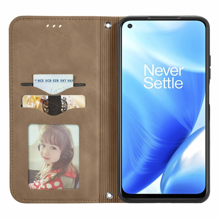 For OnePlus Nord N200 5G Retro Skin Feel Business Magnetic Horizontal Flip Leather Case with Holder & Card Slots & Wallet & Photo Frame