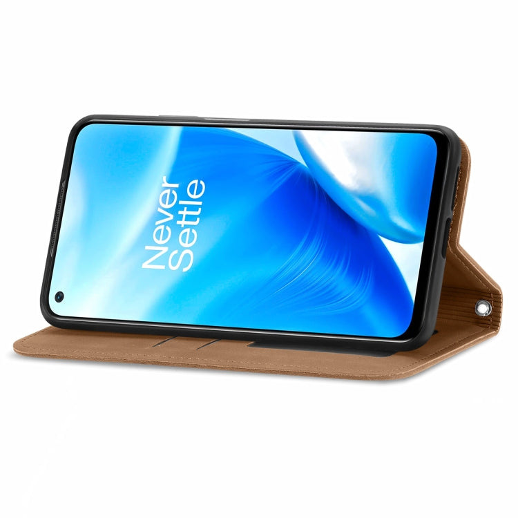 For OnePlus Nord N200 5G Retro Skin Feel Business Magnetic Horizontal Flip Leather Case with Holder & Card Slots & Wallet & Photo Frame