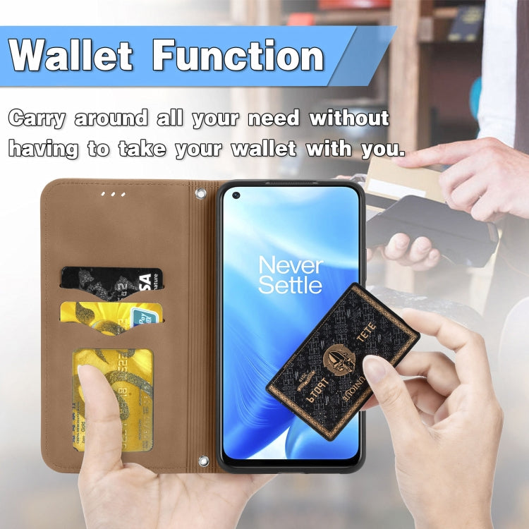 For OnePlus Nord N200 5G Retro Skin Feel Business Magnetic Horizontal Flip Leather Case with Holder & Card Slots & Wallet & Photo Frame