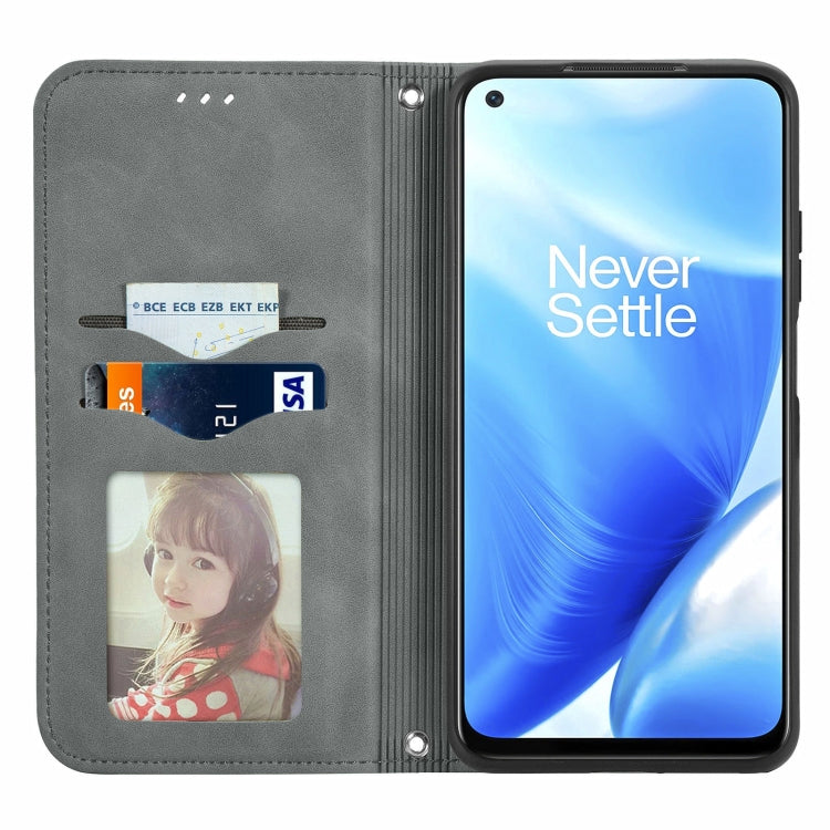 For OnePlus Nord N200 5G Retro Skin Feel Business Magnetic Horizontal Flip Leather Case with Holder & Card Slots & Wallet & Photo Frame