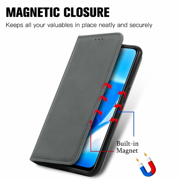 For OnePlus Nord N200 5G Retro Skin Feel Business Magnetic Horizontal Flip Leather Case with Holder & Card Slots & Wallet & Photo Frame