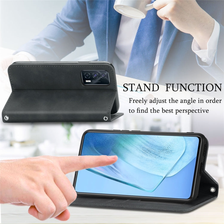 For vivo iQOO Neo 5 Retro Skin Feel Business Magnetic Horizontal Flip Leather Case with Holder & Card Slots & Wallet & Photo Frame