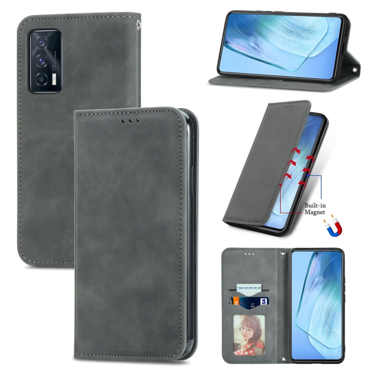 For vivo iQOO Neo 5 Retro Skin Feel Business Magnetic Horizontal Flip Leather Case with Holder & Card Slots & Wallet & Photo Frame