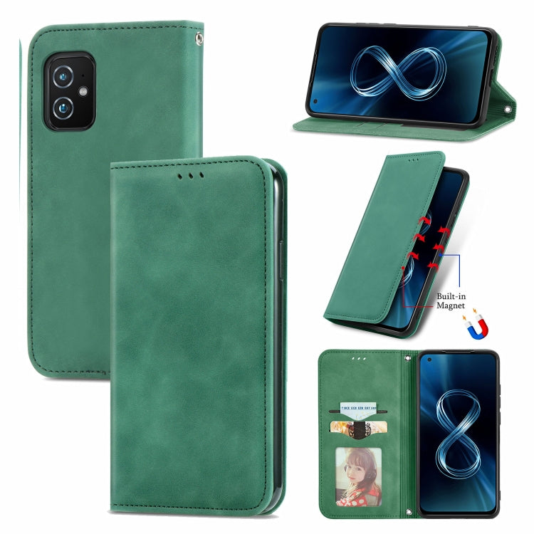 For Asus Zenfone 8 ZS590KS Retro Skin Feel Business Magnetic Horizontal Flip Leather Case with Holder & Card Slots & Wallet & Photo Frame