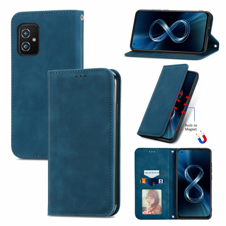 For Asus Zenfone 8 ZS590KS Retro Skin Feel Business Magnetic Horizontal Flip Leather Case with Holder & Card Slots & Wallet & Photo Frame