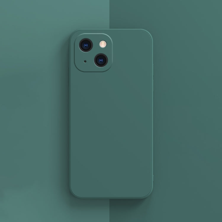 For iPhone 13 Solid Color Cube Straight Edge Liquid Silicone