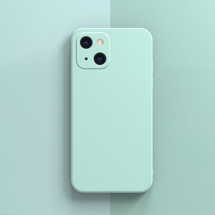 For iPhone 13 Solid Color Cube Straight Edge Liquid Silicone