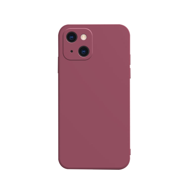 For iPhone 13 Solid Color Cube Straight Edge Liquid Silicone