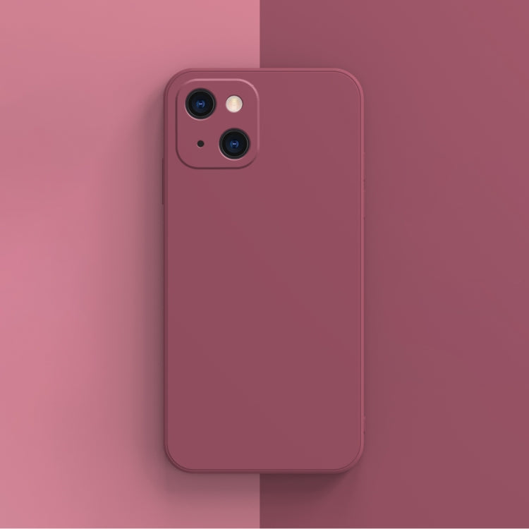For iPhone 13 Solid Color Cube Straight Edge Liquid Silicone