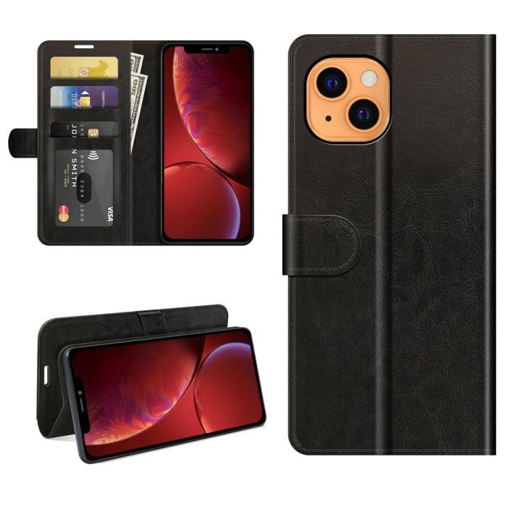 For iPhone 13 R64 Texture Single Horizontal Flip Protective Case with Holder & Card Slots & Wallet& Photo Frame