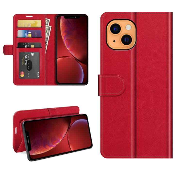 For iPhone 13 R64 Texture Single Horizontal Flip Protective Case with Holder & Card Slots & Wallet& Photo Frame