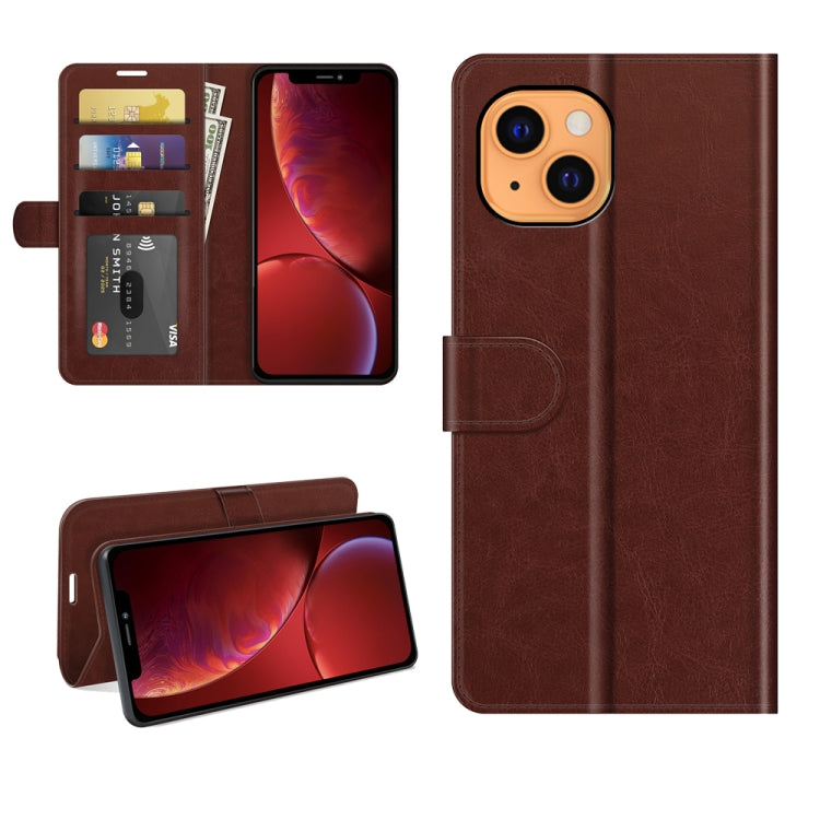 For iPhone 13 R64 Texture Single Horizontal Flip Protective Case with Holder & Card Slots & Wallet& Photo Frame