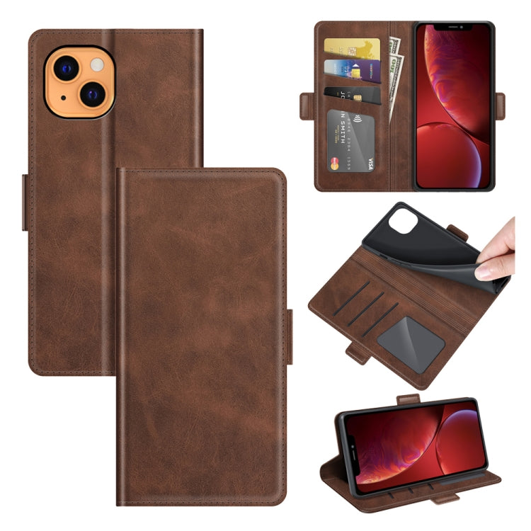 For iPhone 13 mini Dual-side Magnetic Buckle Horizontal Flip Leather Case with Holder & Card Slots & Wallet