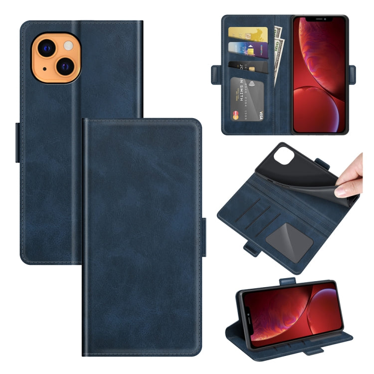 For iPhone 13 mini Dual-side Magnetic Buckle Horizontal Flip Leather Case with Holder & Card Slots & Wallet