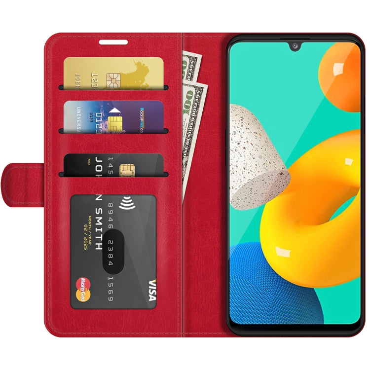 For Samsung Galaxy M32 R64 Texture Single Horizontal Flip Protective Case with Holder & Card Slots & Wallet& Photo Frame