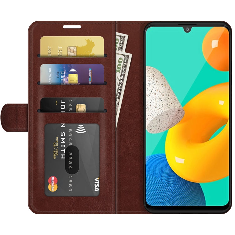 For Samsung Galaxy M32 R64 Texture Single Horizontal Flip Protective Case with Holder & Card Slots & Wallet& Photo Frame