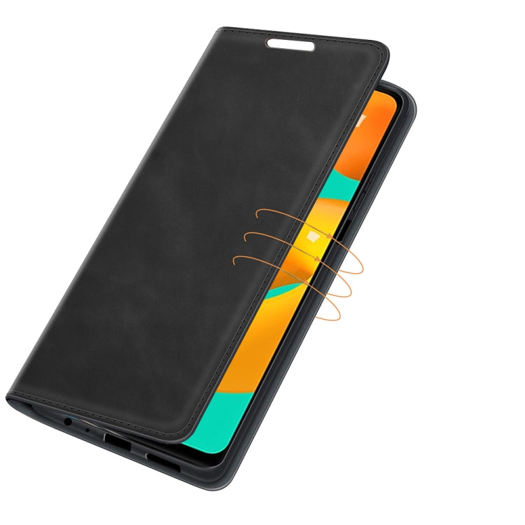 For Samsung Galaxy M32 Retro-skin Business Magnetic Suction Leather Case with Holder & Card Slots & Wallet