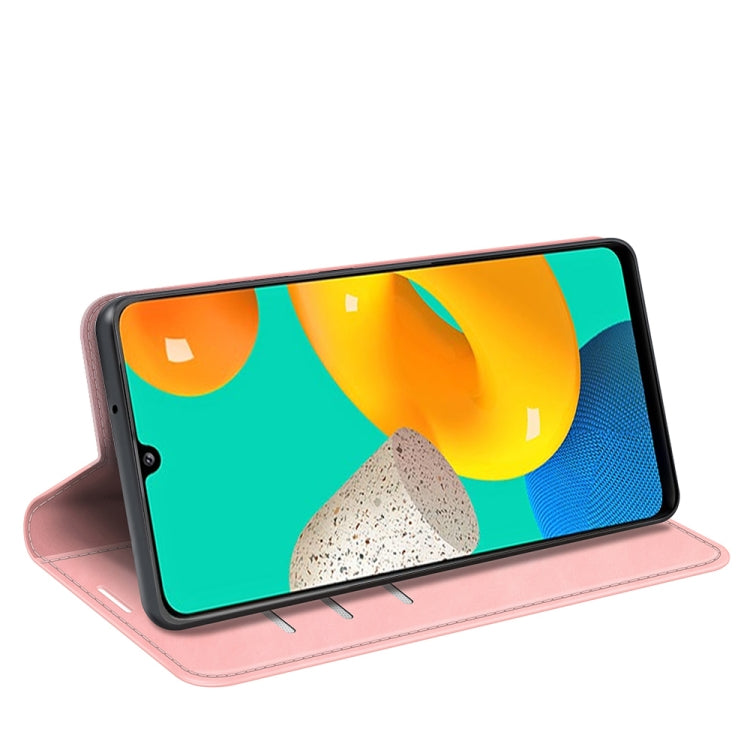 For Samsung Galaxy M32 Retro-skin Business Magnetic Suction Leather Case with Holder & Card Slots & Wallet