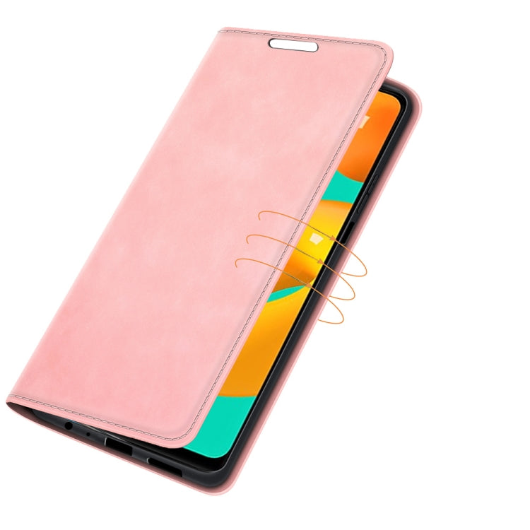 For Samsung Galaxy M32 Retro-skin Business Magnetic Suction Leather Case with Holder & Card Slots & Wallet