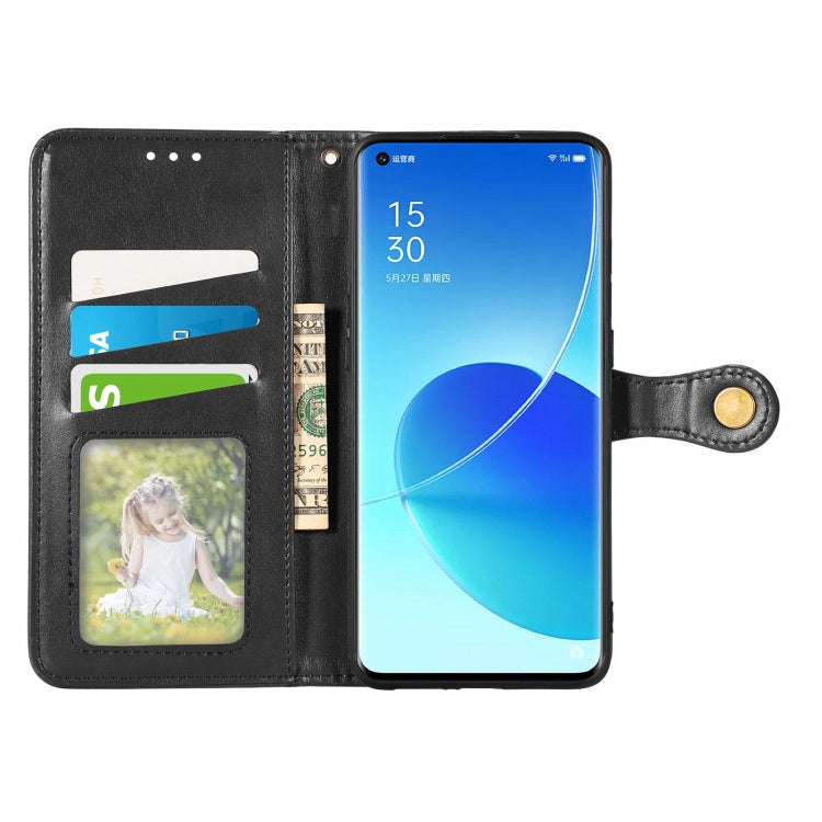 For OPPO Reno6 Pro + Solid Color Leather Buckle Phone Case with Lanyard & Photo Frame & Card Slot & Wallet & Stand Function