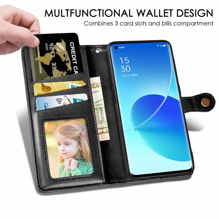 For OPPO Reno6 Pro + Solid Color Leather Buckle Phone Case with Lanyard & Photo Frame & Card Slot & Wallet & Stand Function