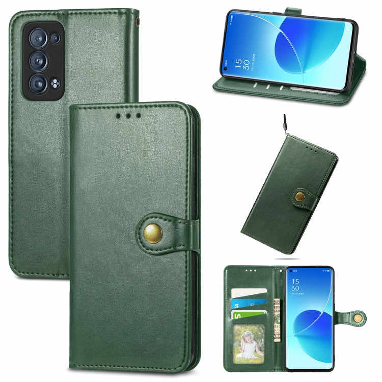 For OPPO Reno6 Pro + Solid Color Leather Buckle Phone Case with Lanyard & Photo Frame & Card Slot & Wallet & Stand Function