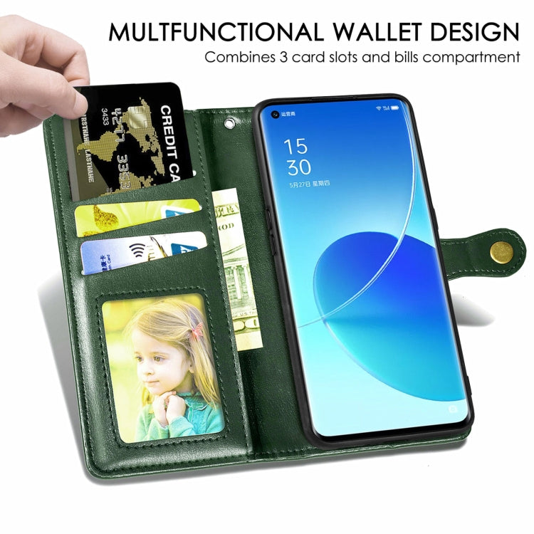 For OPPO Reno6 Pro + Solid Color Leather Buckle Phone Case with Lanyard & Photo Frame & Card Slot & Wallet & Stand Function