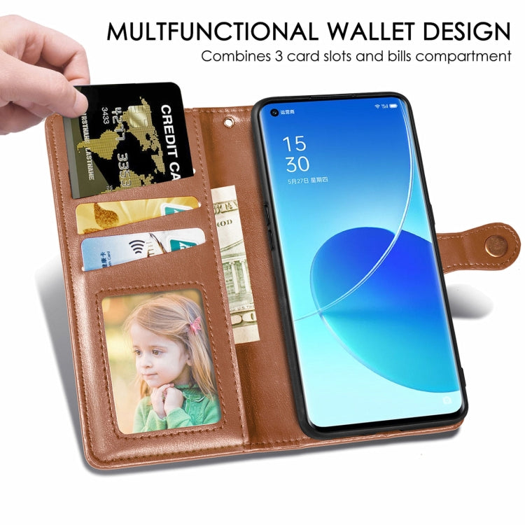 For OPPO Reno6 Pro + Solid Color Leather Buckle Phone Case with Lanyard & Photo Frame & Card Slot & Wallet & Stand Function