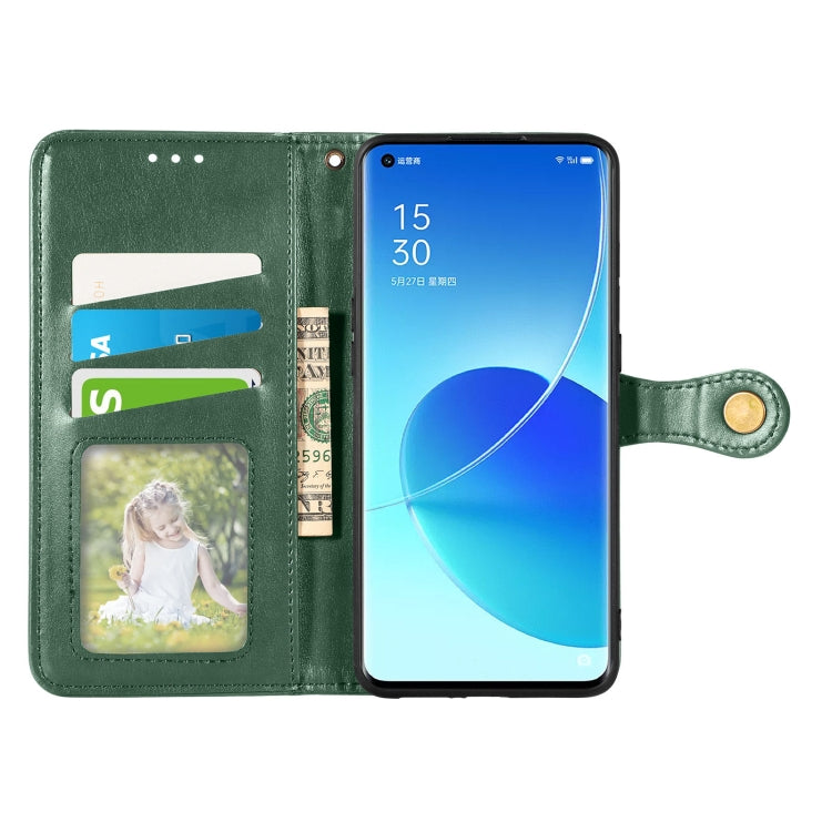 For OPPO Reno6 Pro Solid Color Leather Buckle Phone Case with Lanyard & Photo Frame & Card Slot & Wallet & Stand Function