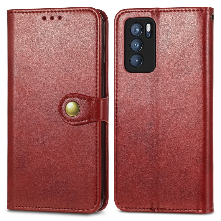 For OPPO Reno6 Pro Solid Color Leather Buckle Phone Case with Lanyard & Photo Frame & Card Slot & Wallet & Stand Function
