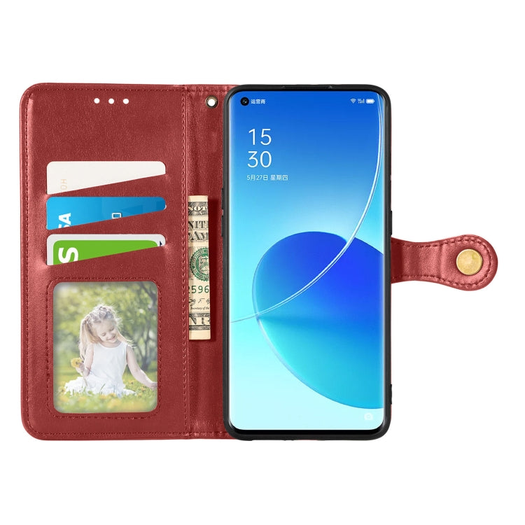 For OPPO Reno6 Pro Solid Color Leather Buckle Phone Case with Lanyard & Photo Frame & Card Slot & Wallet & Stand Function
