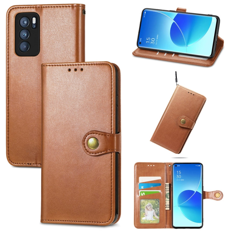 For OPPO Reno6 Pro Solid Color Leather Buckle Phone Case with Lanyard & Photo Frame & Card Slot & Wallet & Stand Function