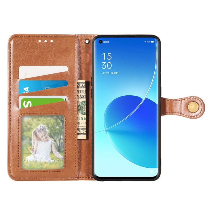 For OPPO Reno6 Pro Solid Color Leather Buckle Phone Case with Lanyard & Photo Frame & Card Slot & Wallet & Stand Function