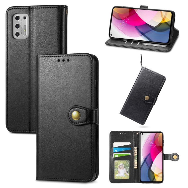 For Motorola Moto G Stylus 2021 Solid Color Leather Buckle Phone Case with Lanyard & Photo Frame & Card Slot & Wallet & Stand Function