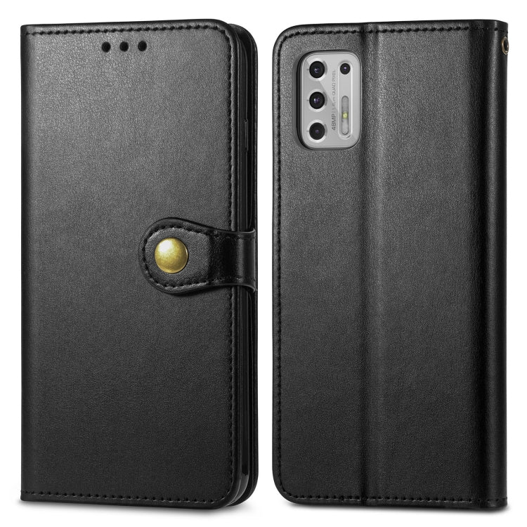 For Motorola Moto G Stylus 2021 Solid Color Leather Buckle Phone Case with Lanyard & Photo Frame & Card Slot & Wallet & Stand Function