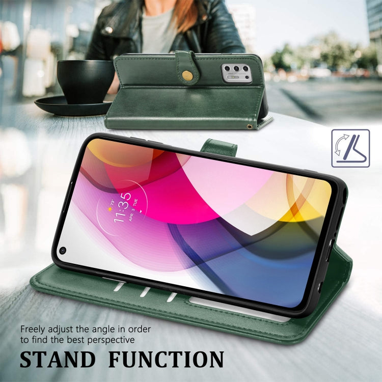 For Motorola Moto G Stylus 2021 Solid Color Leather Buckle Phone Case with Lanyard & Photo Frame & Card Slot & Wallet & Stand Function
