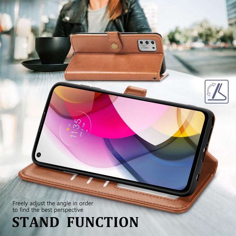 For Motorola Moto G Stylus 2021 Solid Color Leather Buckle Phone Case with Lanyard & Photo Frame & Card Slot & Wallet & Stand Function