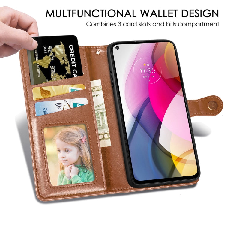 For Motorola Moto G Stylus 2021 Solid Color Leather Buckle Phone Case with Lanyard & Photo Frame & Card Slot & Wallet & Stand Function