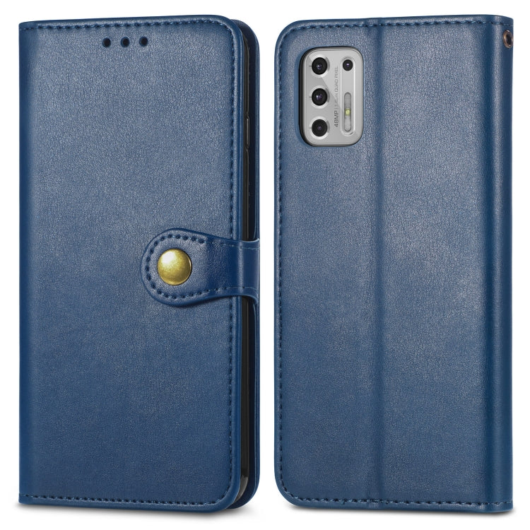 For Motorola Moto G Stylus 2021 Solid Color Leather Buckle Phone Case with Lanyard & Photo Frame & Card Slot & Wallet & Stand Function