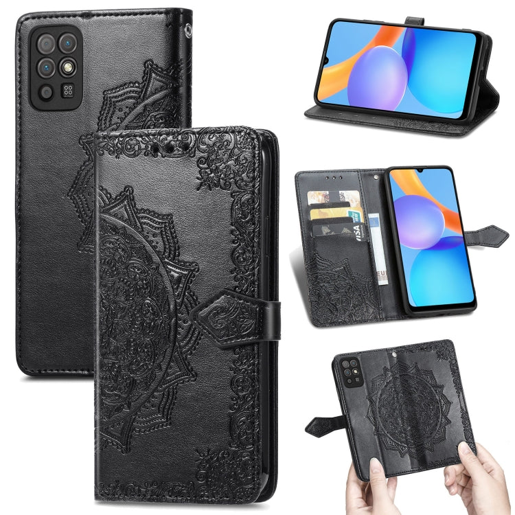 For Honor Play 5T Mandala Flower Embossed Horizontal Flip Leather Case with Bracket / Card Slot / Wallet / Lanyard