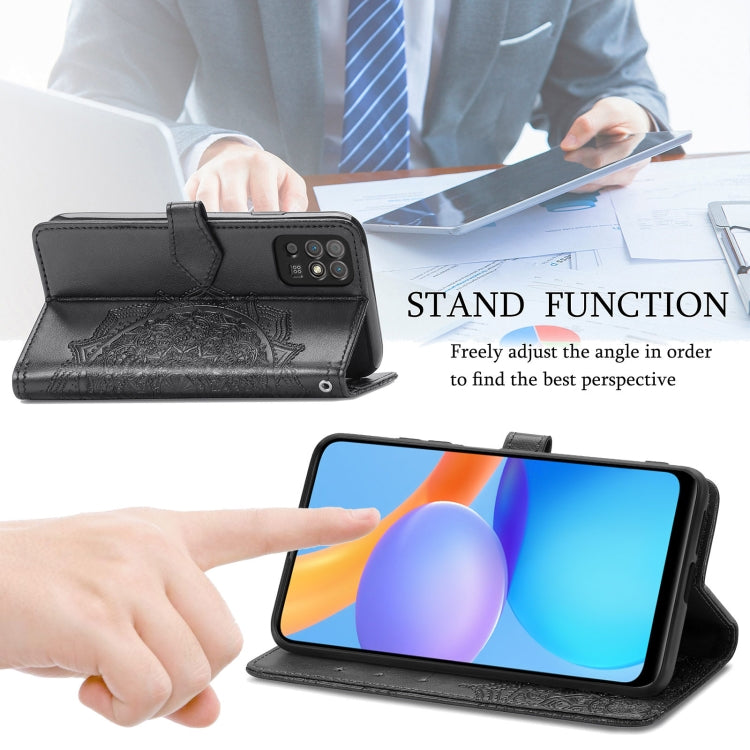 For Honor Play 5T Mandala Flower Embossed Horizontal Flip Leather Case with Bracket / Card Slot / Wallet / Lanyard