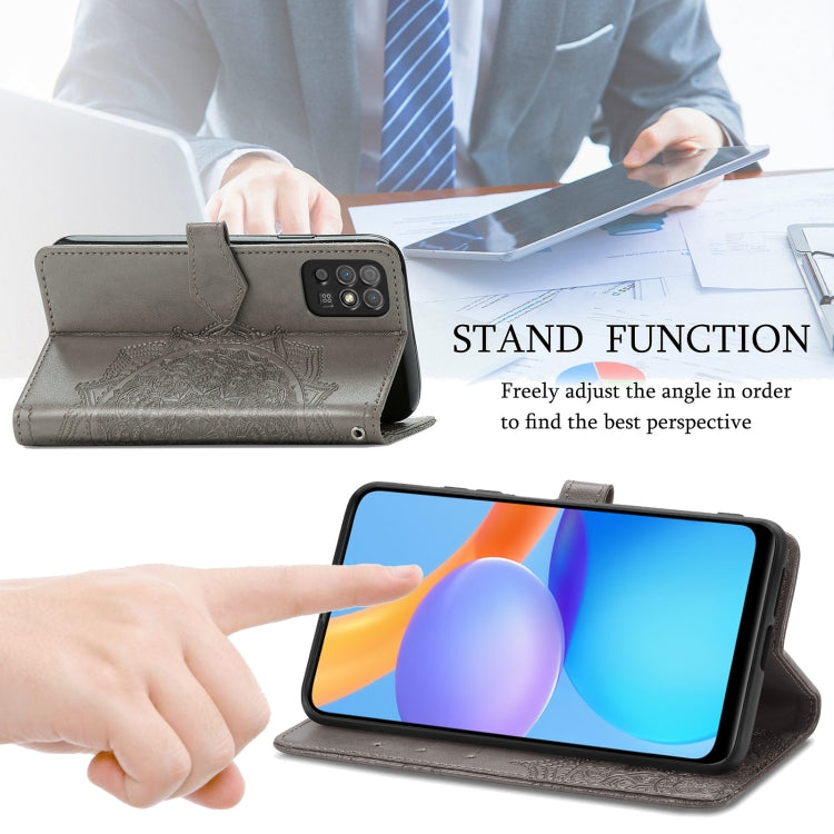 For Honor Play 5T Mandala Flower Embossed Horizontal Flip Leather Case with Bracket / Card Slot / Wallet / Lanyard