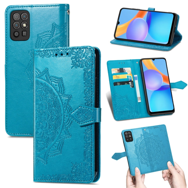 For Honor Play 5T Mandala Flower Embossed Horizontal Flip Leather Case with Bracket / Card Slot / Wallet / Lanyard